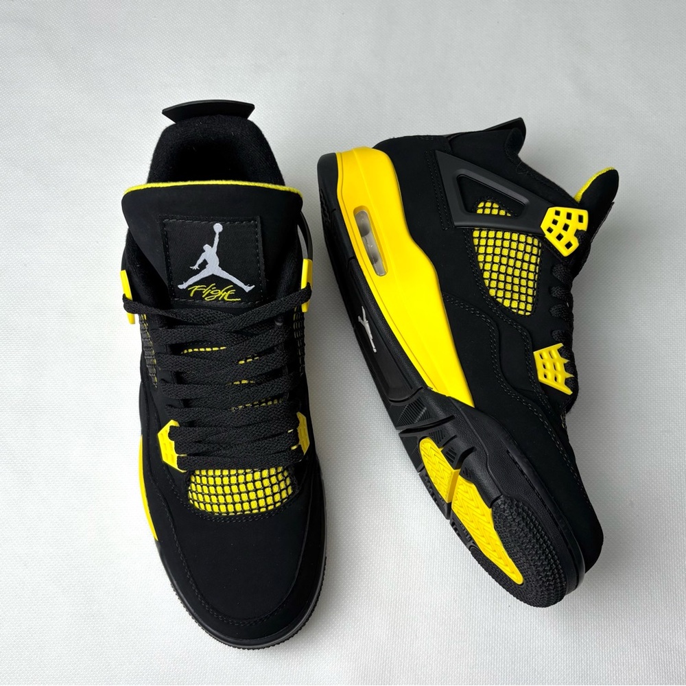 Men’s Black/Yellow Sneakers Trainers -Brand New Retro 4 Yellow Thunder 2023 - Picture 5 of 10
